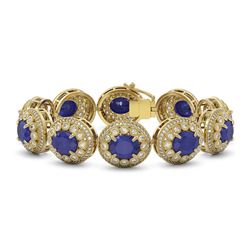 49.17 ctw Sapphire & Diamond Victorian Bracelet 14K Yellow Gold