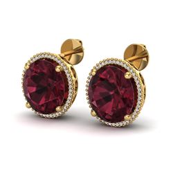 20 ctw Garnet & Micro Pave VS/SI Diamond Earrings 18k Yellow Gold