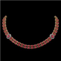 37.23 ctw Tourmaline & Diamond Necklace 14K Yellow Gold