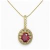 Image 2 : 8.66 ctw Certified Ruby & Diamond Victorian Necklace 14K Yellow Gold