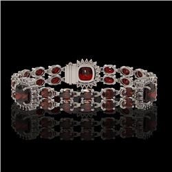 17.34 ctw Garnet & Diamond Bracelet 14K White Gold