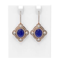 9.96 ctw Sapphire & Diamond Earrings 18K Rose Gold