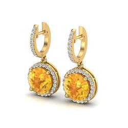 4 ctw Citrine & Micro Pave VS/SI Diamond Designer 18k Yellow Gold