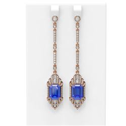 11.15 ctw Tanzanite & Diamond Earrings 18K Rose Gold