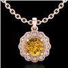 Image 1 : 1.15 ctw Intense Fancy Yellow Diamond Art Deco Necklace 18k Rose Gold