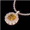 Image 2 : 1.15 ctw Intense Fancy Yellow Diamond Art Deco Necklace 18k Rose Gold