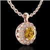 Image 3 : 1.15 ctw Intense Fancy Yellow Diamond Art Deco Necklace 18k Rose Gold