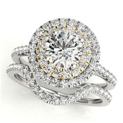 1.70 ctw Certified VS/SI Diamond 2pc Set Solitaire Halo 14k 2Tone Gold