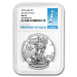 2020 Silver American Eagle MS-70 NGC (First Day of Issue)