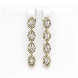 3.84 ctw Marquise Cut Diamond Micro Pave Earrings 18K Yellow Gold