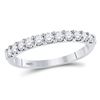 Image 1 : 14kt White Gold Round Diamond Single Row Wedding Band 1/2 Cttw