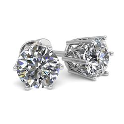 0.53 ctw VS/SI Diamond Stud Art Deco Earrings 14k White Gold