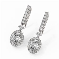 3 ctw Oval Cut Diamond Designer Earrings 18K White Gold