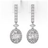 Image 2 : 3 ctw Oval Cut Diamond Designer Earrings 18K White Gold