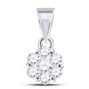 Image 1 : 14kt White Gold Round Diamond Flower Cluster Pendant 1/3 Cttw