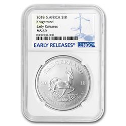 2018 South Africa 1 oz Silver Krugerrand MS-69 NGC (ER)