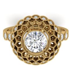 1.5 ctw Certified VS/SI Diamond Art Deco Ring 14k Yellow Gold