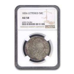 1836 Capped Bust Half Dollar Lettered Edge AU-58 NGC