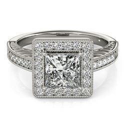 1.6 ctw Certified VS/SI Princess Diamond Halo Ring 18k White Gold