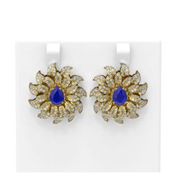 7.07 ctw Sapphire & Diamond Earrings 18K Yellow Gold