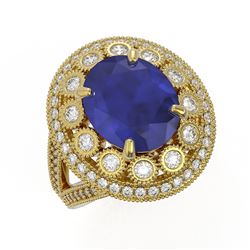 8.76 ctw Certified Sapphire & Diamond Victorian Ring 14K Yellow Gold