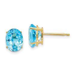 14k 8x6 mm Oval Blue Topaz Earrings