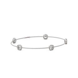 2.5 ctw Cushion cut Diamond Station Bracelet 18K White Gold