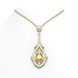 9.11 ctw Canary Citrine & Diamond Necklace 18K Yellow Gold