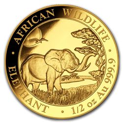 2019 Somalia 1/2 oz Gold African Elephant BU