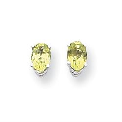 14k White Gold 6x4 mm Oval Peridot Earrings