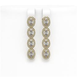 4.52 ctw Oval Cut Diamond Micro Pave Earrings 18K Yellow Gold