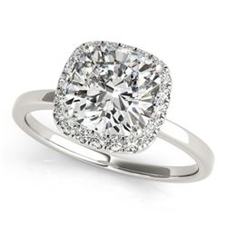 0.92 ctw Certified VS/SI Cushion Diamond Halo Ring 14k White Gold