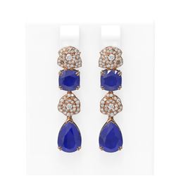 12.5 ctw Sapphire & Diamond Earrings 18K Rose Gold