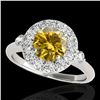 Image 1 : 1.5 ctw Certified SI/I Fancy Intense Yellow Diamond Ring 10k White Gold