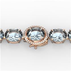 79 ctw Sky Blue Topaz & Micro Diamond Bracelet 14k Rose Gold