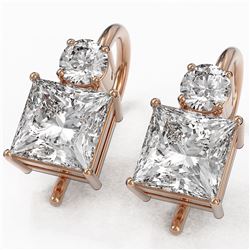 1.8 ctw Princess Cut Diamond Designer Earrings 18K Rose Gold