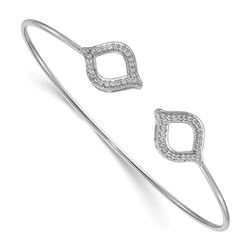 14k White Gold .26ct Diamond Flexible Teardrop Bangle - 7 in.