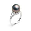 Image 1 : Black Tahitian Pearl and Diamond Victory Ring, 9.0-10.0mm, 18K Gold