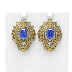 12.57 ctw Tanzanite & Diamond Earrings 18K Yellow Gold