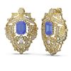 Image 2 : 12.57 ctw Tanzanite & Diamond Earrings 18K Yellow Gold