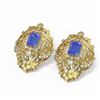Image 3 : 12.57 ctw Tanzanite & Diamond Earrings 18K Yellow Gold