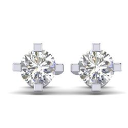 1 ctw Certified VS/SI Diamond Solitaire Stud Earrings 14k White Gold