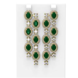 21.48 ctw Emerald & Diamond Earrings 18K Yellow Gold