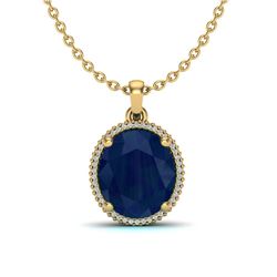 12 ctw Sapphire & Micro Pave VS/SI Diamond Necklace 18k Yellow Gold