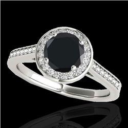 1.93 ctw Certified VS Black Diamond Solitaire Halo Ring 10k White Gold