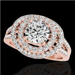 1.75 ctw Certified Diamond Solitaire Halo Ring 10k Rose Gold