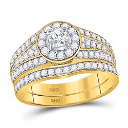 14kt Yellow Gold Diamond EGL Round Bridal Wedding Engagement Ring Band Set 1.00 Cttw