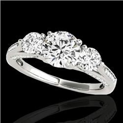 1.75 ctw Certified Diamond 3 Stone Ring 10k White Gold