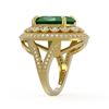 Image 3 : 13.85 ctw Certified Emerald & Diamond Victorian Ring 14K Yellow Gold