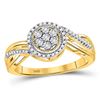 Image 1 : 10kt Yellow Gold Round Diamond Flower Cluster Ring 1/6 Cttw